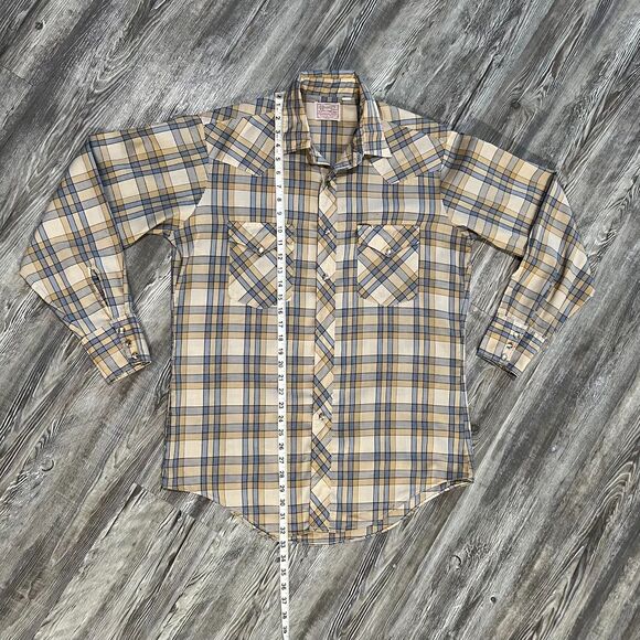 Vintage H Bar C Mens Ranchwear Pearl Snap Western Long Tail Shirt USA Large - Picture 6 of 7